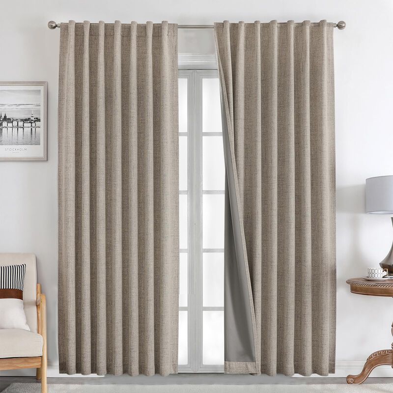 Cortinas Joydeco De Lino Natural 100% Opacas, 2... image number null