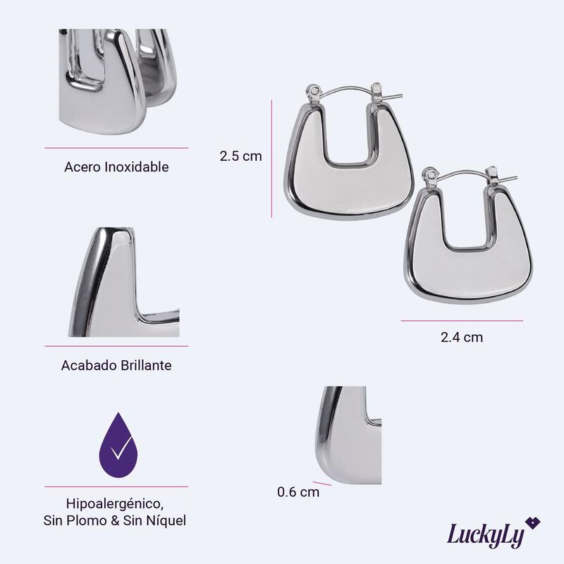 Aretes LuckyLy Elena Mujer Ba&ntilde;o de Oro 14k o Ac... image number null