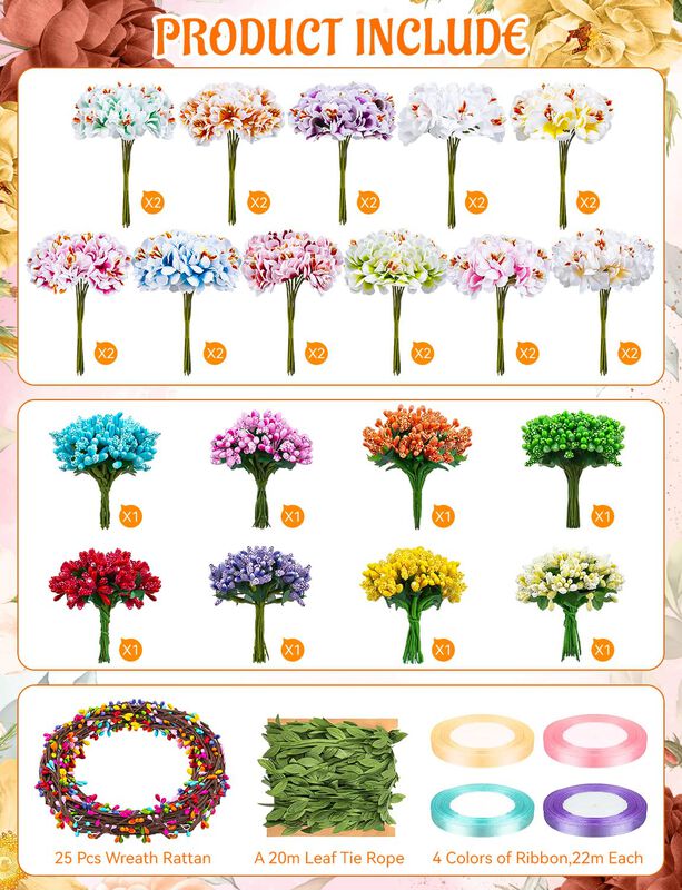 Kit Diy De Corona De Flores Viuasdx &ndash; 25 Juegos image number null