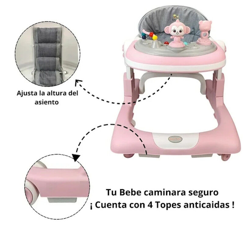 Andadera Caminadora Rosa 2 En 1 Con Luz Y Sonid... image number null