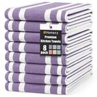 Toallas De Cocina Homaxy Pack de 8 45x71 cm Rayas Moradas