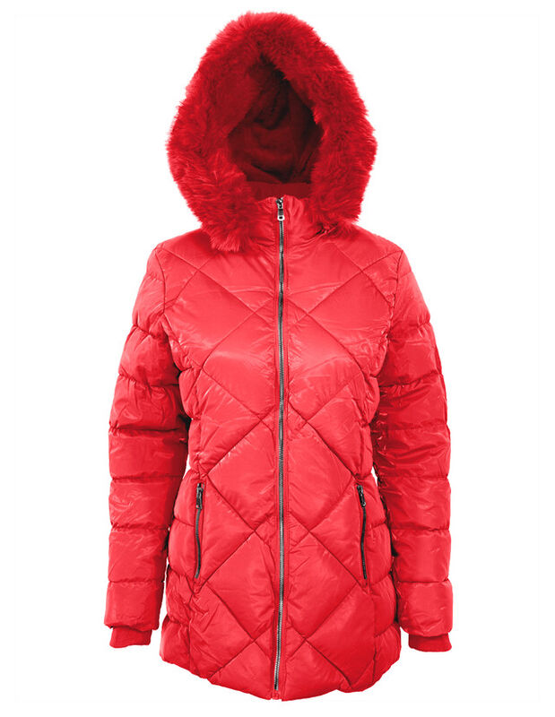 Chamarra Cazadora Mujer Con Gorro Capitonada Ro... image number null