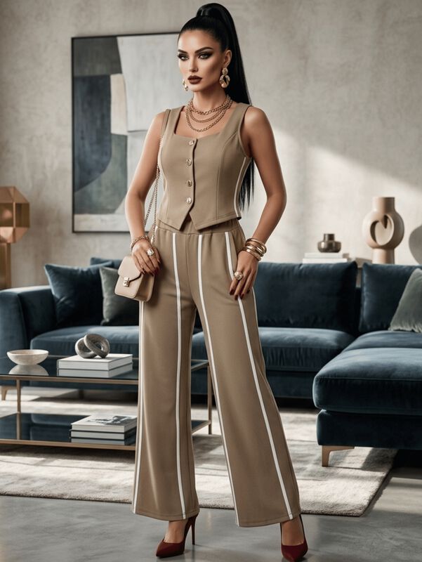 Conjunto 2 Piezas Pantalon Y Top Malabis Conj-0... image number null