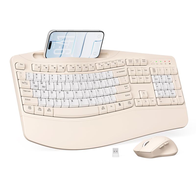 Combo De Teclado Y Rat&oacute;n Inal&aacute;mbrico Ergon&oacute;mico... image number null