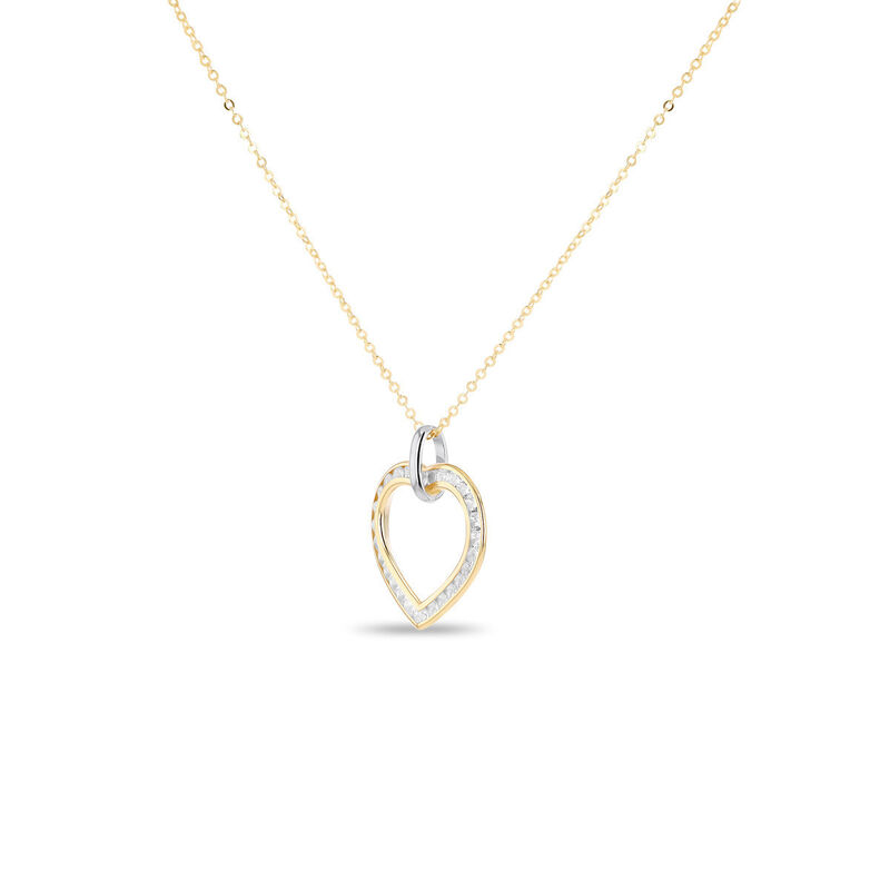 Dije Coraz&oacute;n Bicolor 10k Con Zirconias + Cadena... image number null