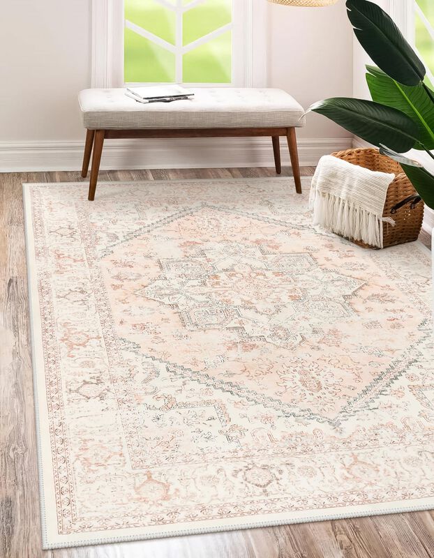 Alfombra Livebox Rosa 147x178 Cm Lavable Vintag... image number null