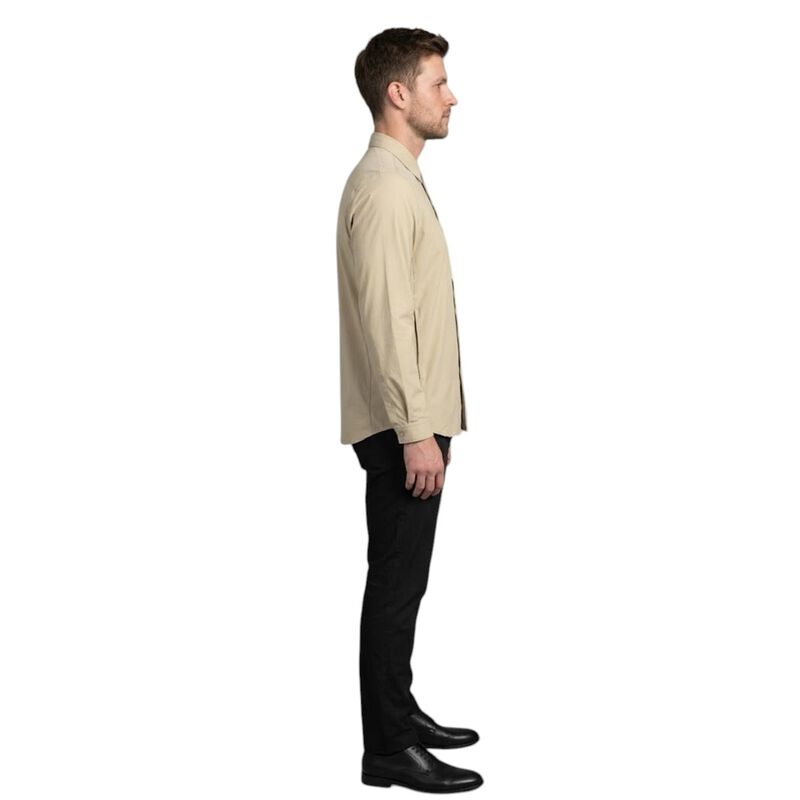 Atlo Camisa Lisa Manga Larga Beige Para Hombre image number null
