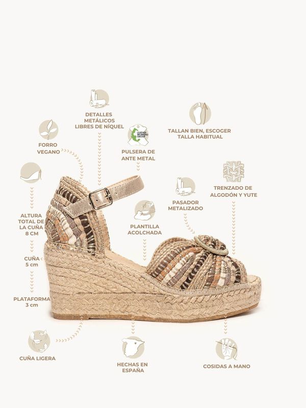 Amapola Cu&ntilde;a Media Plataforma Taloncillo Taupe image number null