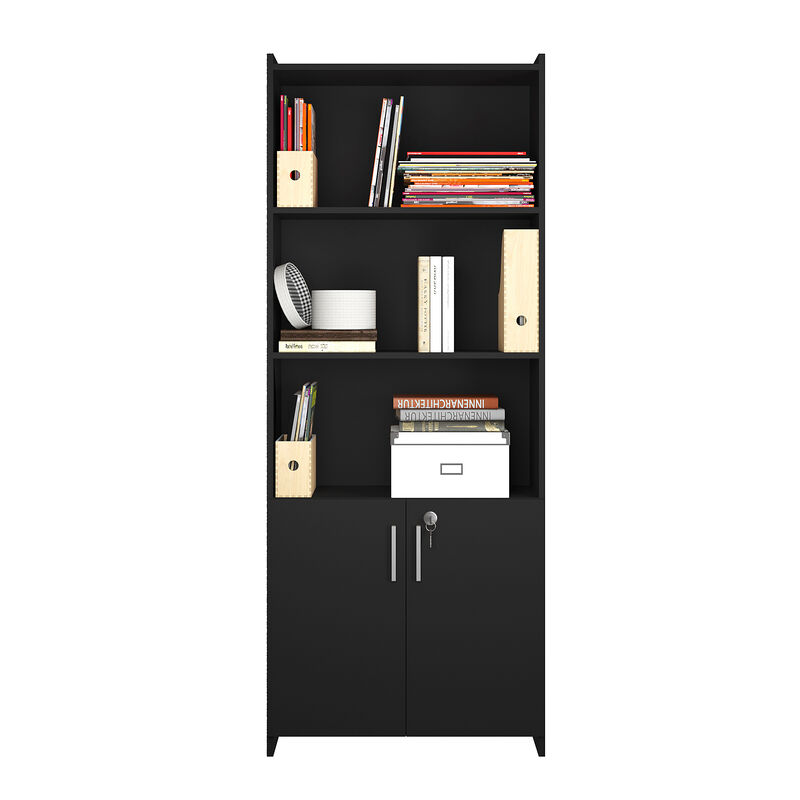 Librero 5 Repisas Moderno Decorativo Con Puerta... image number null