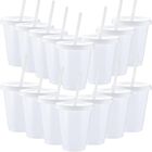 Vasos Reutilizables Sieral 15 Piezas Blanco 12 cm Con Popotes