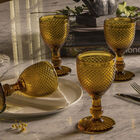 Set Copas Diamante Cristal Ámbar 4 Piezas 315Ml.