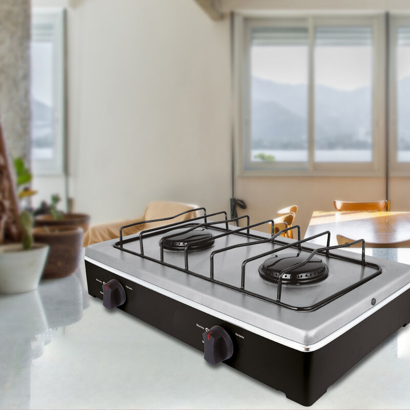 Parrilla Estufa De Mesa Aksi 2 Quemadores Negro... image number null