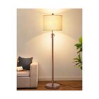 L&aacute;mpara De Piso Qingmiao Ajustable 137-168 Cm Lino Marr&oacute;n Led 8w