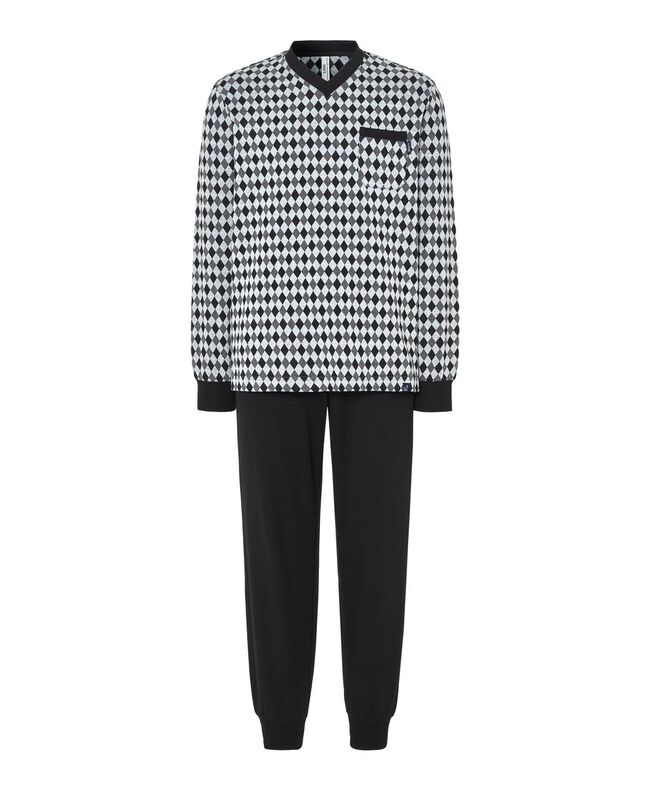 Pijama de Hombre con Dibujo de Rombos Negro image number null