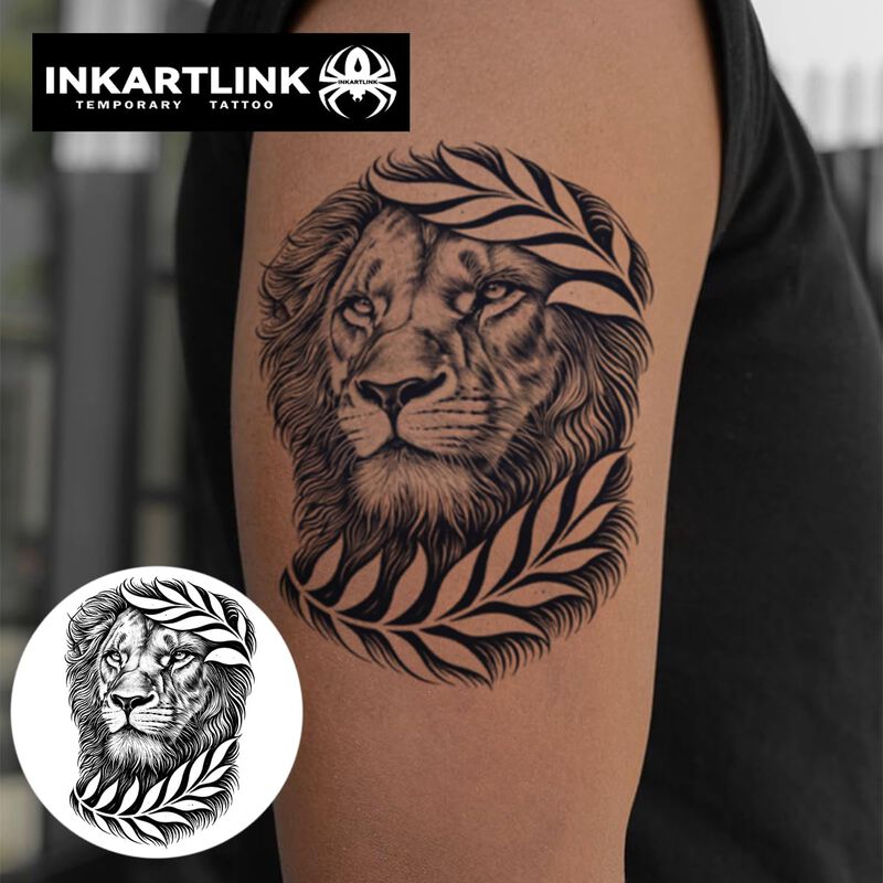 Tatuaje Temporal Inkartlink Laurel Lion - 2 Hoj... image number null