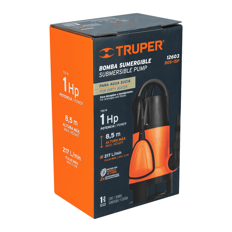 Bomba Sumergible Pl&aacute;stica para Agua Sucia 1 Hp ... image number null