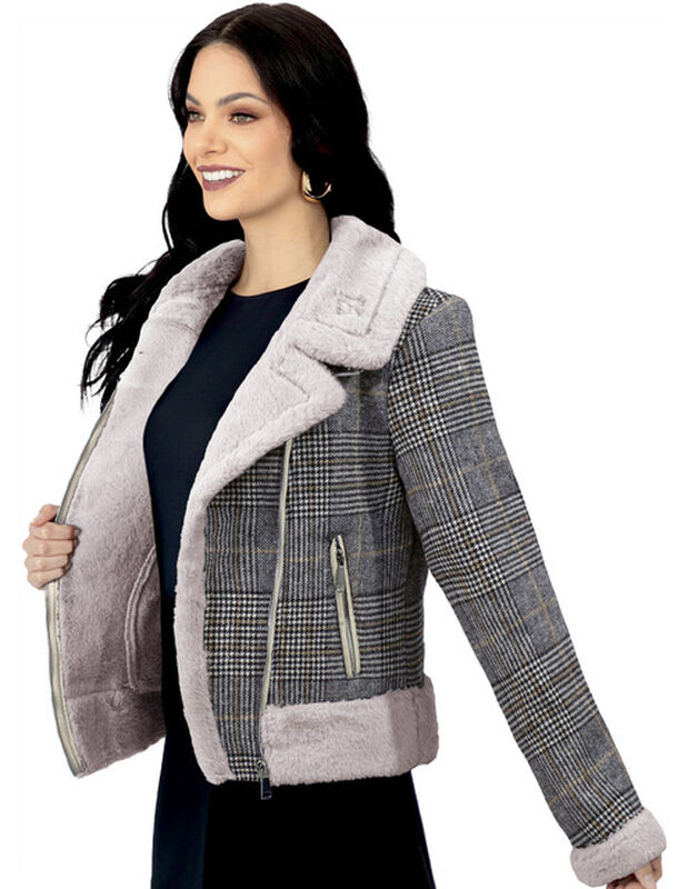 Chamarra Vintage Glamur Mujer Afelpada Caf&eacute; Med... image number null