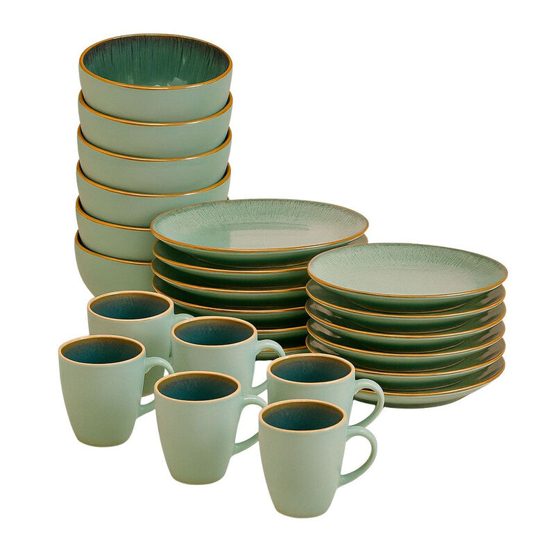 Vajilla VILMA para 6 Personas - Cer&aacute;mica Verde ... image number null