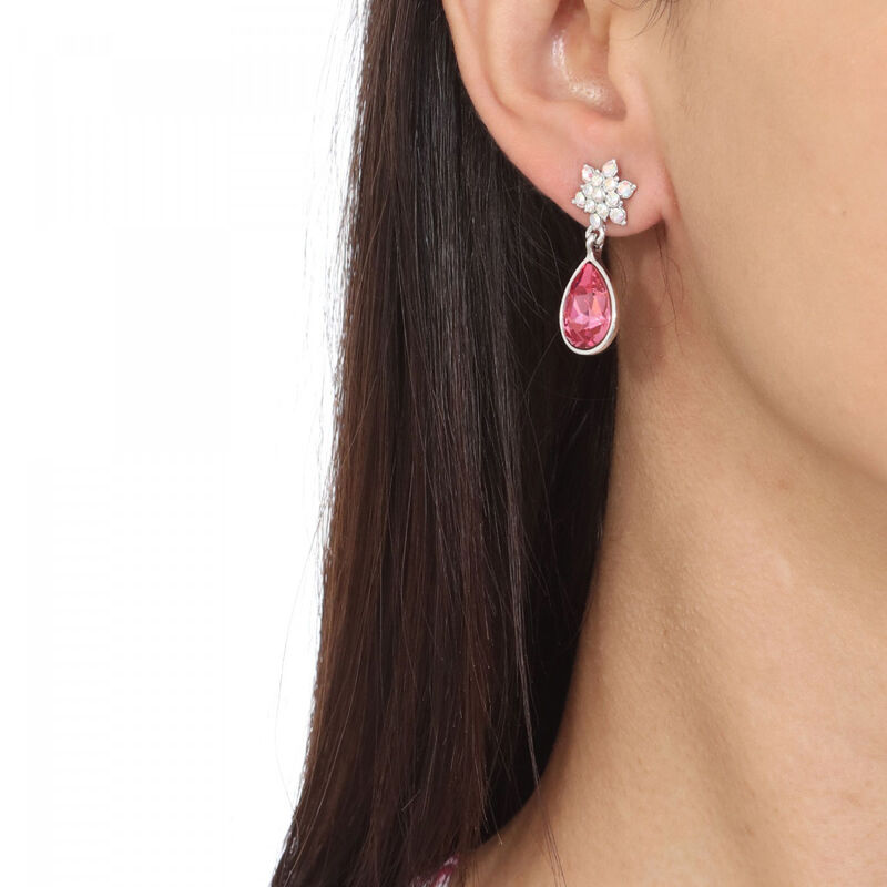 Aretes en Ba&ntilde;o de Oro Blanco de 18K  de Gota Y ... image number null