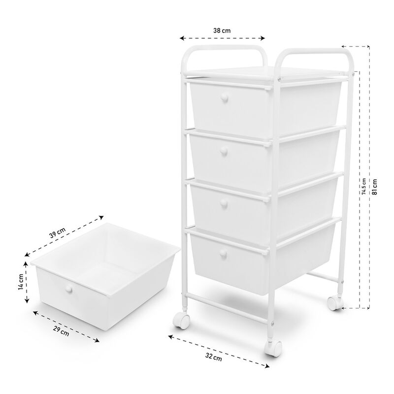 Carrito Organizador Multiusos  Blanco 4 Cajones... image number null