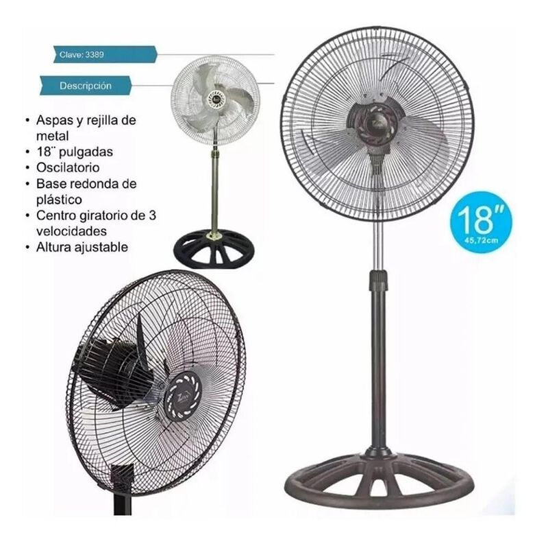 Ventilador Pedestal Mytek 3389 18 Pul Z-Fan Met... image number null