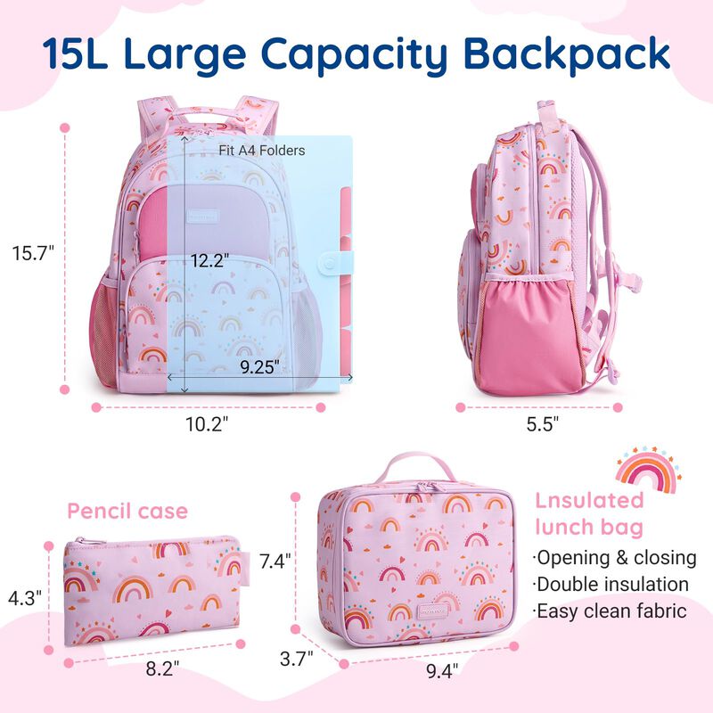 Mochila Mommore 40 cm 3‑en‑1 Set Escolar 4‑8 a&ntilde;... image number null