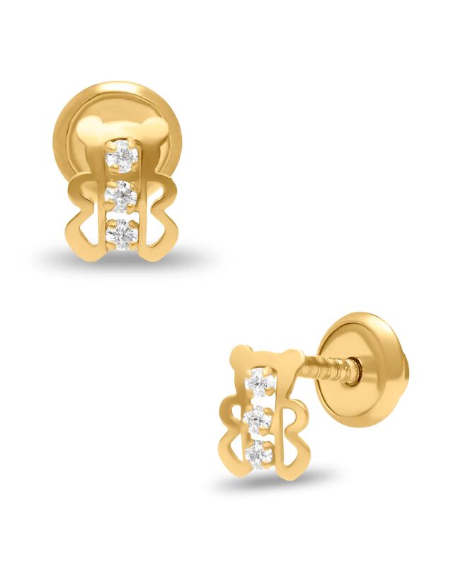 Broqueles De Osito En Oro Amarillo 14k Con Zirc... image number null