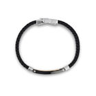 Pulsera De Acero En Color Blanco Y Negro Con Piel Negra Y Aplicaciones De Oro De 18k