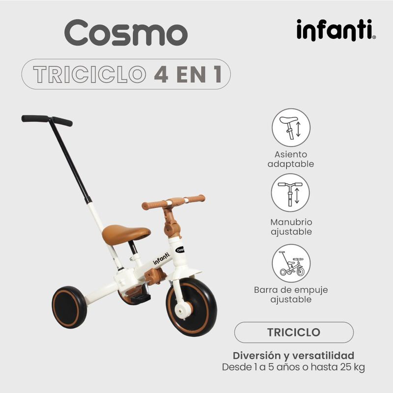 Triciclo Evolutivo 4 En 1Cosmo Con Barra De Emp... image number null
