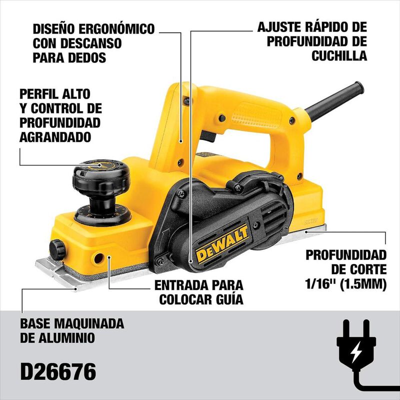 Cepillo El&eacute;ctrico Dewalt 3 1/4" 550w Profesiona... image number null