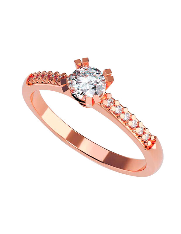 Anillo de Compromiso en Oro Rosa 14K con Circon... image number null