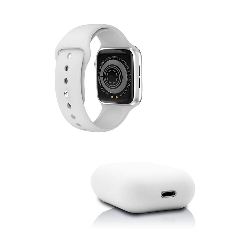 Kit smartwatch t500 y audífonos twins blanco image number null