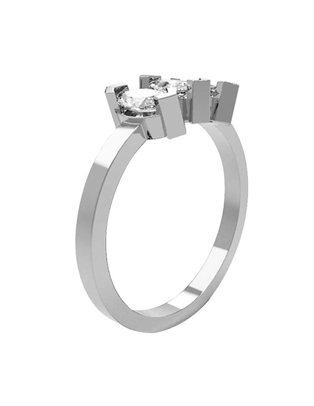 Anillo de Compromiso en Oro Blanco 10K con Circ... image number null