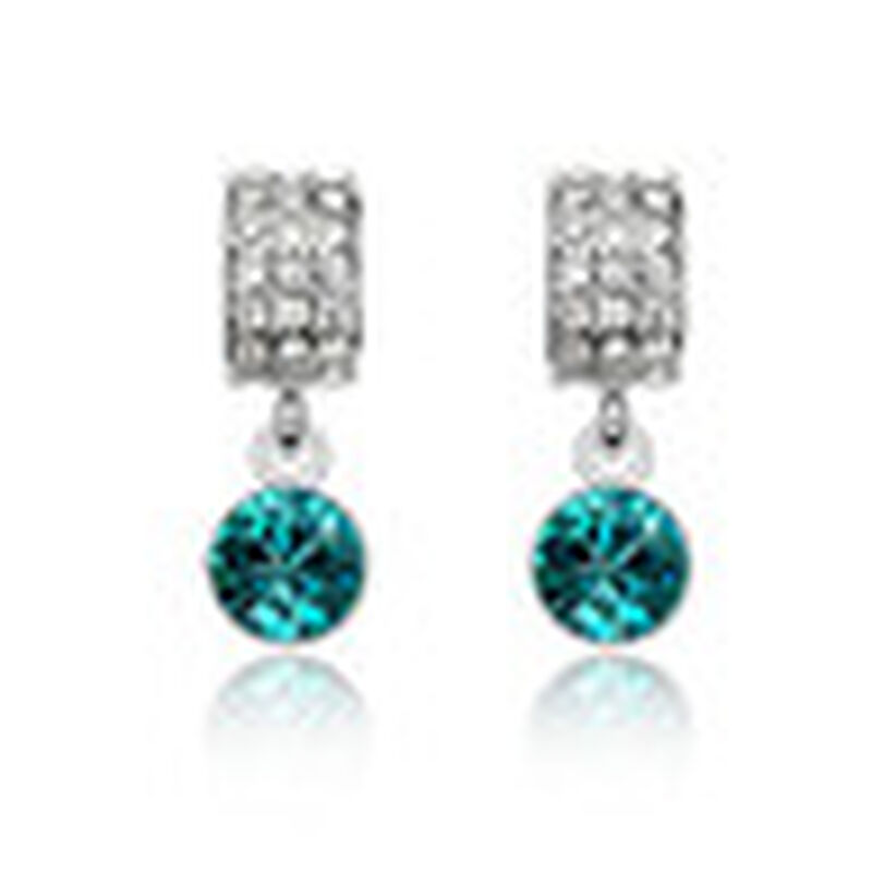 Aretes en Baño de Oro Blanco de 18K con Cristal... image number null