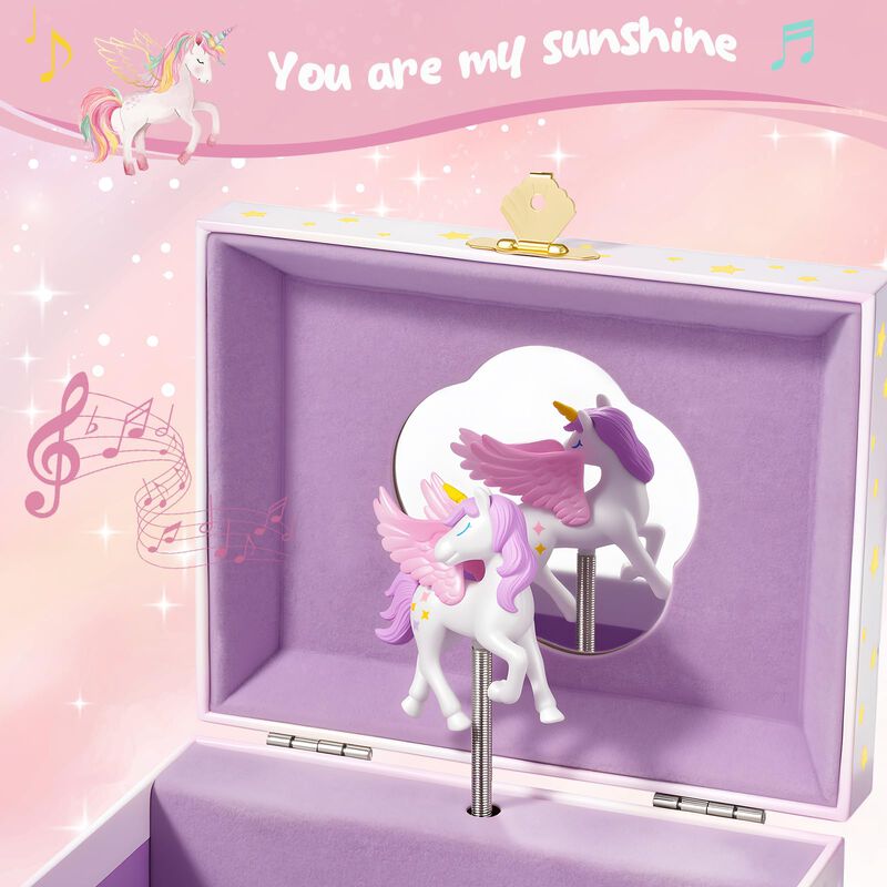 Caja De Joyas Procase Unicornio Con Mu&ntilde;eca Gira... image number null