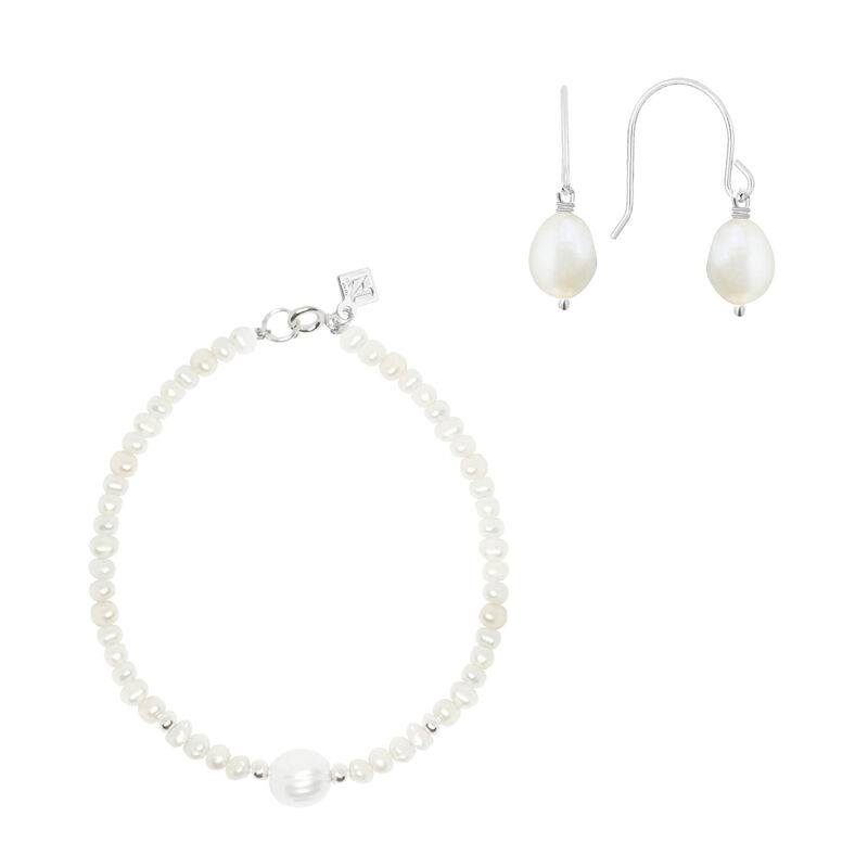 Set de Pulsera Sencilla de Perlas y Aretes de P... image number null