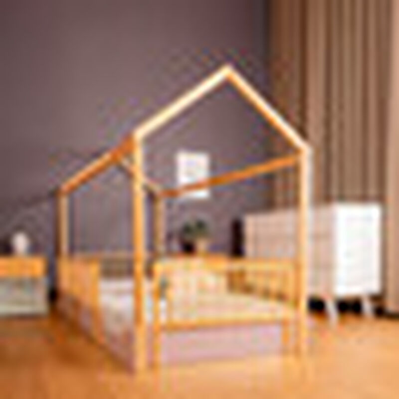 Cama Casa de Madera Montessori Individual Rosa ... image number null
