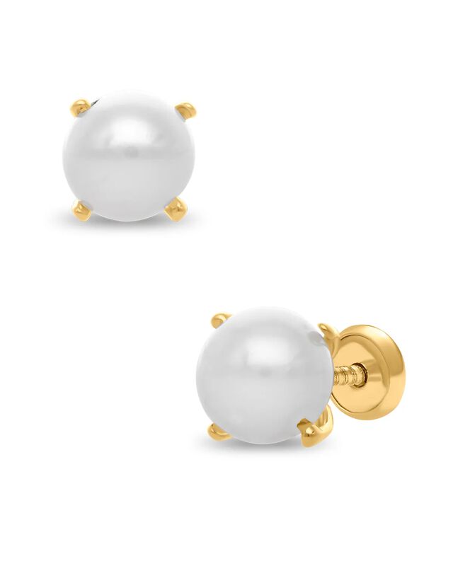 Broqueles De Oro Amarillo 14k Con Perla (6.5 Mm... image number null