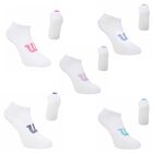Wilson 5 Pares de Tines cortos para Ni&ntilde;a, Color Blanco Logo Multicolor ,Talla Grande, Sin felpa
