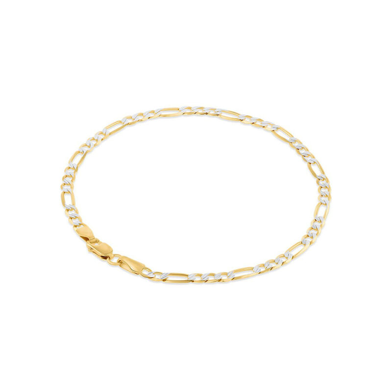 Pulsera De Oro Amarillo Con Platinado 14K 3X1 (... image number null