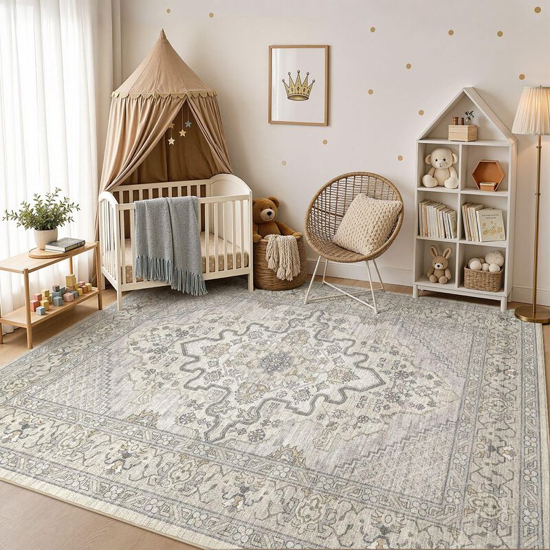 Alfombra Tortania 147x178 Cm Lavable Boho Beige... image number null