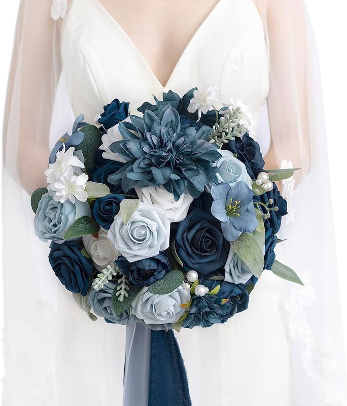 Flores Artificiales Ling's Moment, Rosas Azul M... image number null