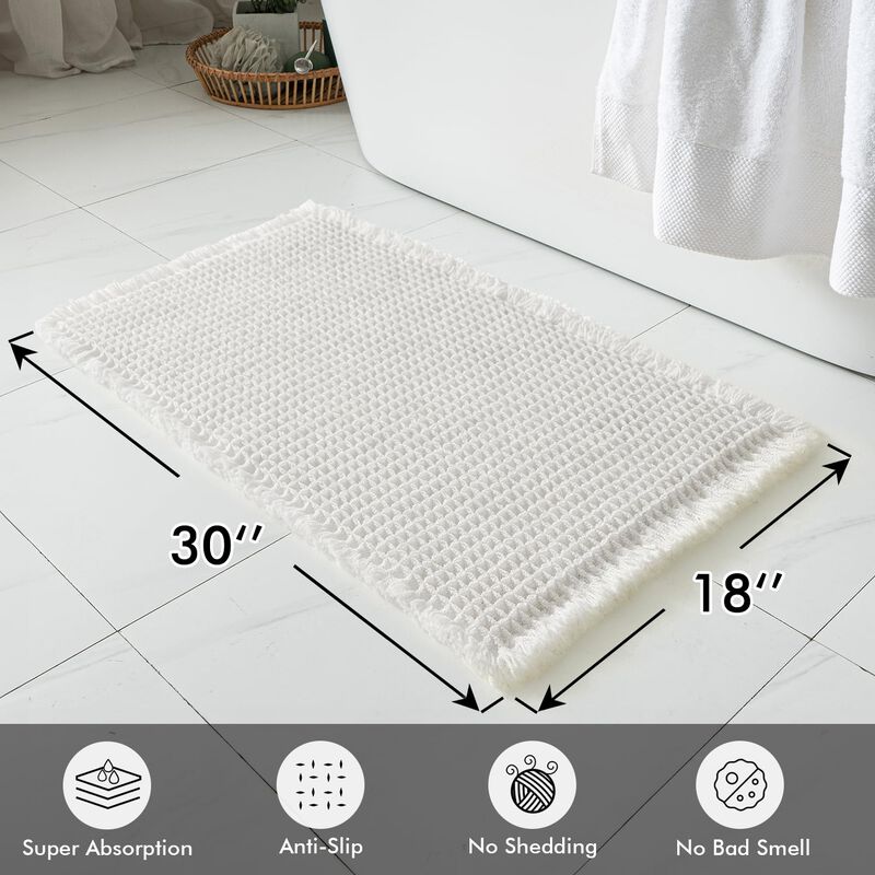 Alfombras De Ba&ntilde;o Miulee Waffle, Color Blanco, ... image number null