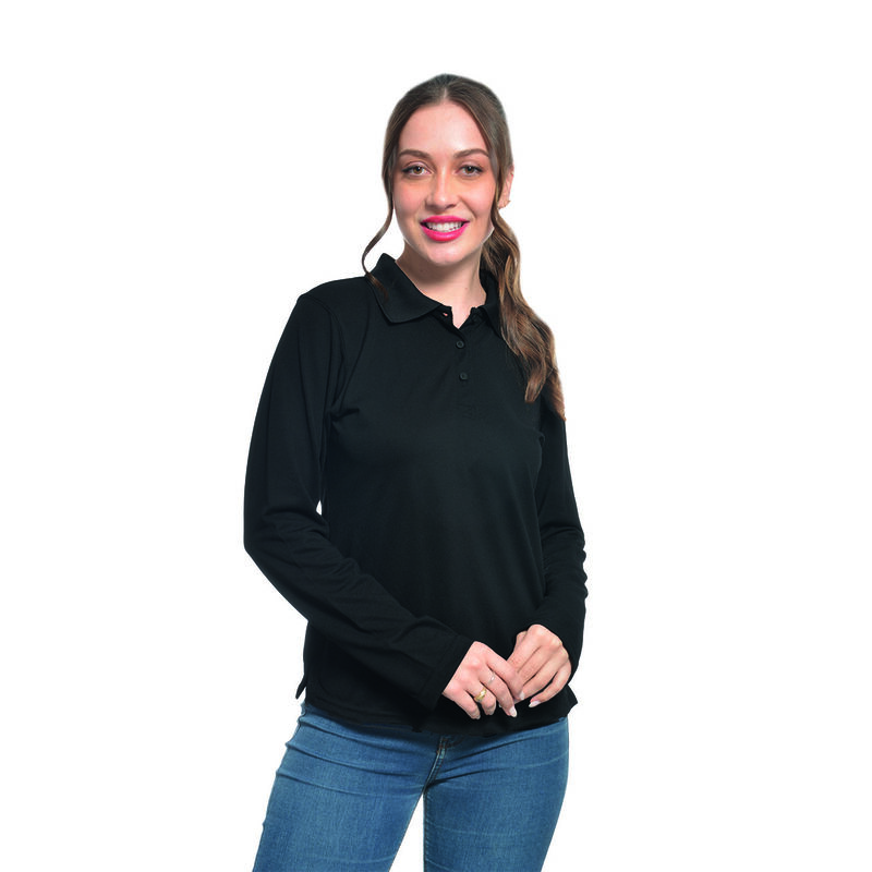 Playera Tipo polo Manga Larga Dama image number null