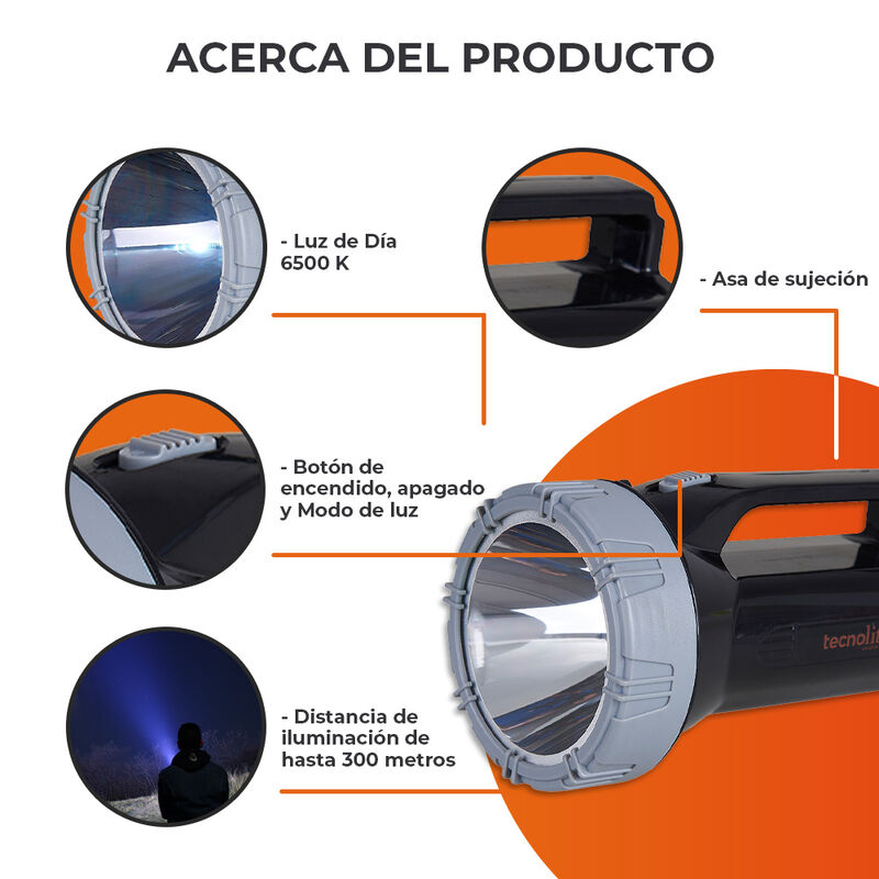 Linterna Grande Led 3 W Bater&iacute;a Recargable 10 H... image number null