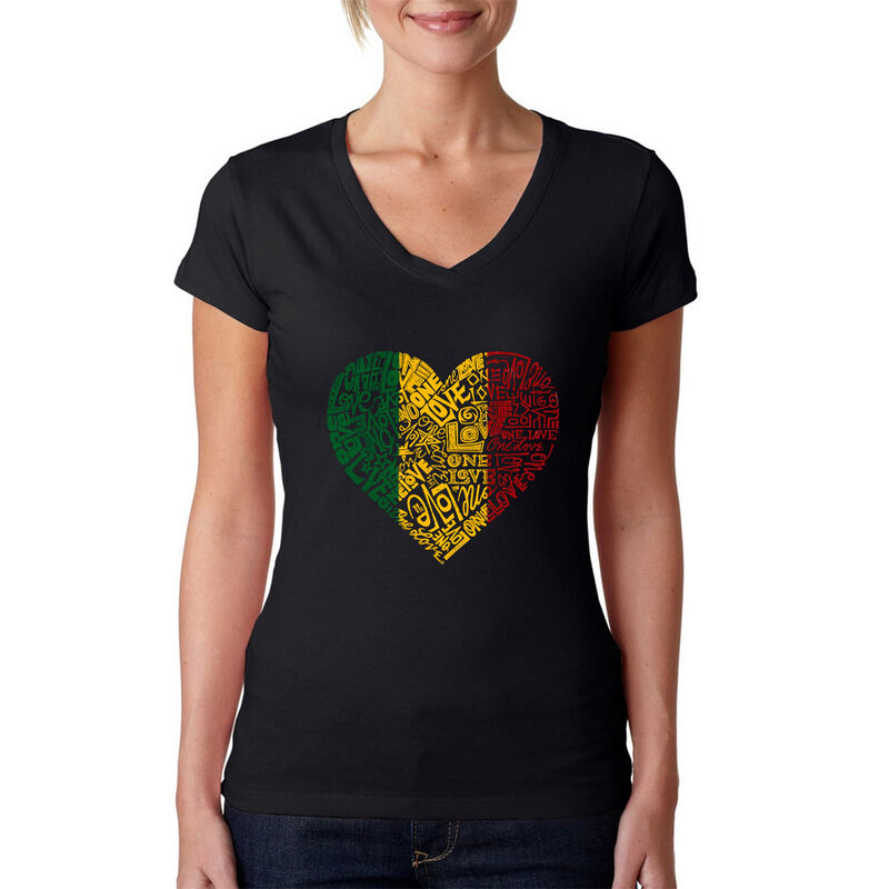 Camiseta De Cuello En V Para Mujer - One Love- ... image number null
