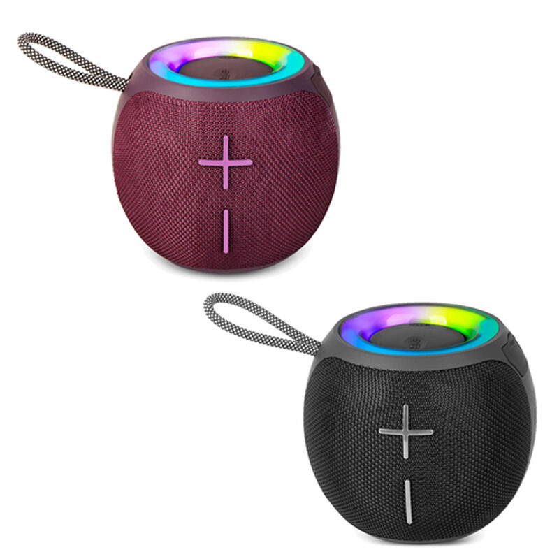 Kit 2 Bocinas Misik Port&aacute;til Tws Negro Y Morado... image number null