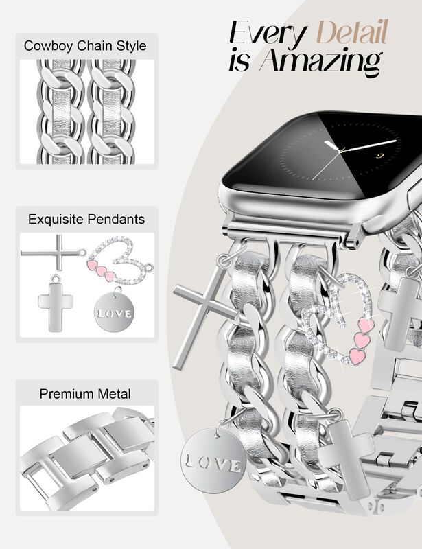 Pulseras Newlibery Silver Metal Para Apple Watc... image number null