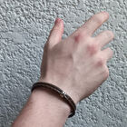 Pulsera de Piel Para Hombre con Rondel de Plata y Grabado Pap&aacute; Talla Chica