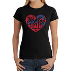 Camiseta Word Art Para Mujer - Coraz&oacute;n 4 de Julio- Negro